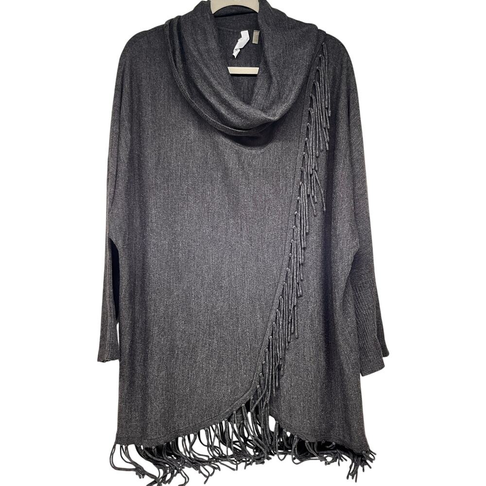 NY Collection Gray Cowl Neck Tunic Sweater Womens Size XL